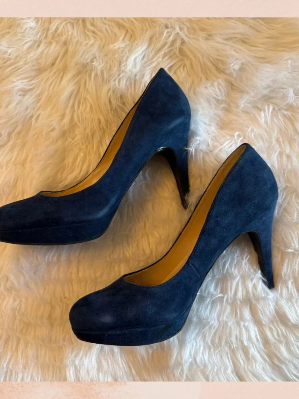 Marc Fisher Navy Blue Suede Platform Pumps
